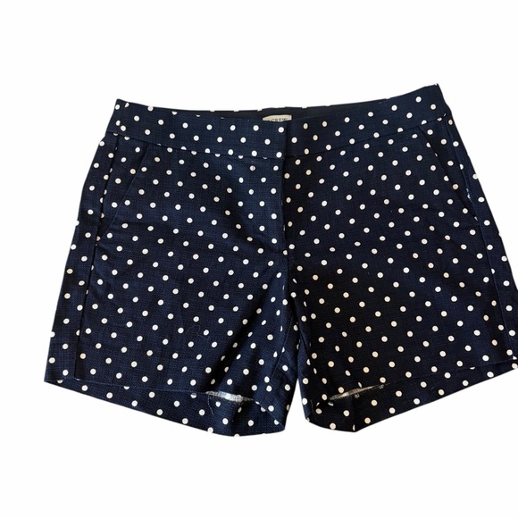J.Crew Navy Polka Dot Shorts Size 6 | Classic Preppy Bermuda Style - Picture 2 of 6